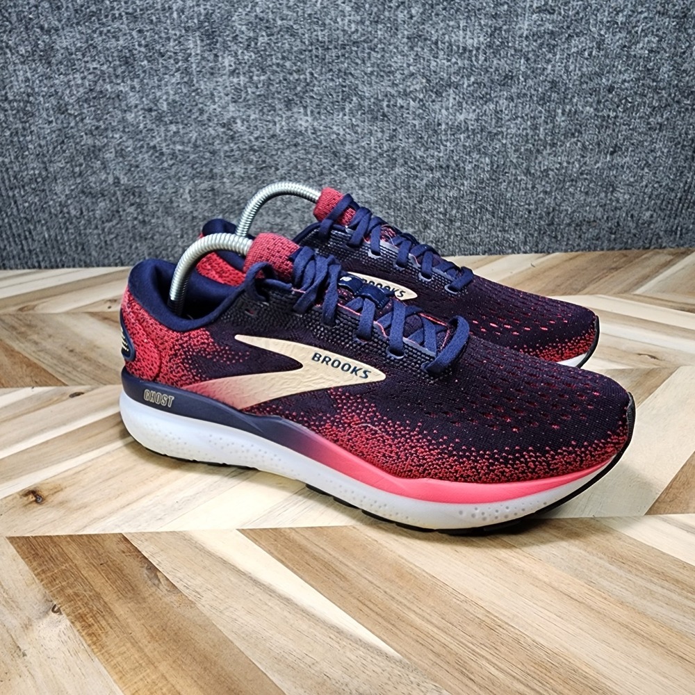 Brooks Ghost 16 Womens 9.5 B Running Shoes Navy Pink Athletic 1204071D422